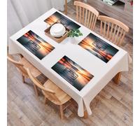 QRFASFZO Set di 6 Tovagliette Americana Plastica Lavabili, antiscivolo, lavabili, in PVC, resistenti al calore,un molo di legno che si dirige verso il Mar Cinese Meridionale durante il tramon,45x30cm