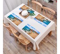 QRFASFZO Set di 6 Tovagliette Americana Plastica Lavabili, antiscivolo, lavabili, in PVC, resistenti al calore,Paesaggio, Vista sull'oceano Spiaggia tranquilla Cabo De Gata Spagna Foto costie,45x30cm
