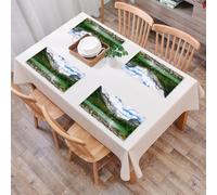 QRFASFZO Set di 6 Tovagliette Americana Plastica Lavabili, antiscivolo, lavabili, in PVC, resistenti al calore,Splendidi paesaggi, acque turchesi armoniose, cottage rustici e montagne maestos,45x30cm