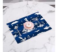 QRFASFZO Set di 6 Tovagliette Americana Plastica Lavabili, antiscivolo, lavabili, in PVC, resistenti al calore,Vernice effetto nautico con motivo a strisce verticali di barche a vela, pesci,45x30cm