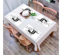 QRFASFZO Set di 6 Tovagliette Americana Plastica Lavabili, antiscivolo, lavabili, in PVC, resistenti al calore,Lettera J, iniziali medievali scritte in stile classico shabby chic J,45x30cm