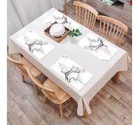 QRFASFZO Set di 6 Tovagliette Americana Plastica Lavabili, antiscivolo, lavabili, in PVC, resistenti al calore,Stile di pittura giapponese, classico asiatico, opera d'arte con rami di fiori i,45x30cm