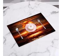QRFASFZO Set di 6 Tovagliette Americana Plastica Lavabili, antiscivolo, lavabili, in PVC, resistenti al calore,Potente esplosione di una bomba nucleare nell'oceano. Guerra nucleare. Alta riso,45x30cm