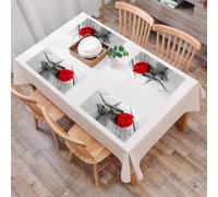 QRFASFZO Set di 6 Tovagliette Americana Plastica Lavabili, antiscivolo, lavabili, in PVC, resistenti al calore,Una rosa rossa vivida sul legno vecchio risalta sulle foglie monocromatiche,45x30cm