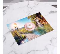 QRFASFZO Set di 6 Tovagliette Americana Plastica Lavabili, antiscivolo, lavabili, in PVC, resistenti al calore,Natura, lago idilliaco con la cascata che scende dalle colline nel,45x30cm