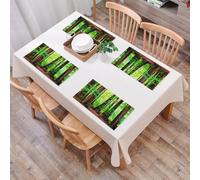 QRFASFZO Set di 6 Tovagliette Americana Plastica Lavabili, antiscivolo, lavabili, in PVC, resistenti al calore,Foresta di alberi, sequoie, foresta pluviale nord-occidentale,45x30cm