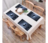 QRFASFZO Set di 6 Tovagliette Americana Plastica Lavabili, antiscivolo, lavabili, in PVC, resistenti al calore,Gotica, Grotta Oscura con la luce della luna piena a N,45x30cm