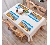 QRFASFZO Set di 6 Tovagliette Americana Plastica Lavabili, antiscivolo, lavabili, in PVC, resistenti al calore,L'affascinante paesaggio di Napoli, gli edifici storici e il porto trafficato,45x30cm