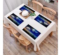 QRFASFZO Set di 6 Tovagliette Americana Plastica Lavabili, antiscivolo, lavabili, in PVC, resistenti al calore,Sorgere della luna piena e stella cometa nel cielo stellato scuro,45x30cm