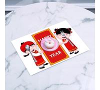 QRFASFZO Set di 6 Tovagliette Americana Plastica Lavabili, antiscivolo, lavabili, in PVC, resistenti al calore,Scena di Capodanno, due bambini in costumi tradizionali che tengono un cartello,45x30cm