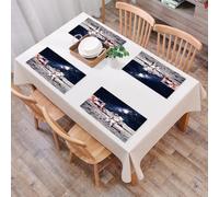 QRFASFZO Set di 6 Tovagliette Americana Plastica Lavabili, antiscivolo, lavabili, in PVC, resistenti al calore,Gli astronauti americani rendono omaggio alla bandiera americana sulla Luna dell,45x30cm
