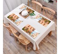 QRFASFZO Set di 6 Tovagliette Americana Plastica Lavabili, antiscivolo, lavabili, in PVC, resistenti al calore,centro storico medievale in Toscana villaggio storico di alta cultura mediterran,45x30cm