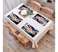 QRFASFZO Set di 6 Tovagliette Americana Plastica Lavabili, antiscivolo, lavabili, in PVC, resistenti al calore,Bandiera Union Jack traballante e grunge invecchiata della Gran Bretagna, Paese,45x30cm