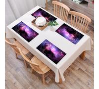 QRFASFZO Set di 6 Tovagliette Americana Plastica Lavabili, antiscivolo, lavabili, in PVC, resistenti al calore,Nebulosa dell'universo misterioso e interstellare, nuvole e stelle colorate, un,45x30cm
