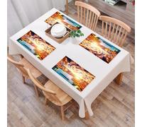 QRFASFZO Set di 6 Tovagliette Americana Plastica Lavabili, antiscivolo, lavabili, in PVC, resistenti al calore,Tramonto romantico dorato Venezia italiana Punto di riferimento europeo,45x30cm