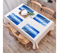 QRFASFZO Set di 6 Tovagliette Americana Plastica Lavabili, antiscivolo, lavabili, in PVC, resistenti al calore,Fotografia di vita marina: delfini che saltano nel mare blu e nuvole bianche nel,45x30cm