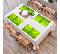 QRFASFZO Set di 6 Tovagliette Americana Plastica Lavabili, antiscivolo, lavabili, in PVC, resistenti al calore,Texture verde a strisce ondulate di una foglia verde,45x30cm