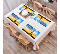 QRFASFZO Set di 6 Tovagliette Americana Plastica Lavabili, antiscivolo, lavabili, in PVC, resistenti al calore,Torre Eiffel, vista dell'alba della capitale della Torre Eiffel,45x30cm