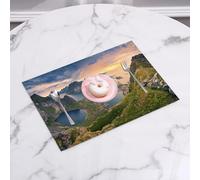 QRFASFZO Set di 6 Tovagliette Americana Plastica Lavabili, antiscivolo, lavabili, in PVC, resistenti al calore,Norvegia. Vista da Reinebringen alle isole Lofoten, in Norvegia, durante l'alba,45x30cm