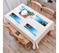 QRFASFZO Set di 6 Tovagliette Americana Plastica Lavabili, antiscivolo, lavabili, in PVC, resistenti al calore,Palme da cocco e cielo azzurro, spiaggia di sabbia bianca e bordi lussureggianti,45x30cm