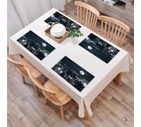 QRFASFZO Set di 6 Tovagliette Americana Plastica Lavabili, antiscivolo, lavabili, in PVC, resistenti al calore,Vista aerea moderna della città di Hong Kong di notte con architettura mistica d,45x30cm