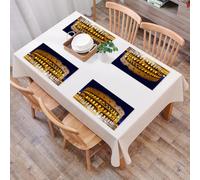 QRFASFZO Set di 6 Tovagliette Americana Plastica Lavabili, antiscivolo, lavabili, in PVC, resistenti al calore,Colosseo di notte, mantello romano sotto le luci, maestosa cupola nel cielo nott,45x30cm