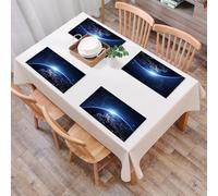 QRFASFZO Set di 6 Tovagliette Americana Plastica Lavabili, antiscivolo, lavabili, in PVC, resistenti al calore,Terra, pianeta dallo spazio di notte Astronomia galattica Sotto il motto Aeth,45x30cm