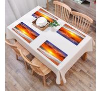 QRFASFZO Set di 6 Tovagliette Americana Plastica Lavabili, antiscivolo, lavabili, in PVC, resistenti al calore,Tramonto costiero, il sole che tramonta sotto l'orizzonte, proiettando raggi dor,45x30cm
