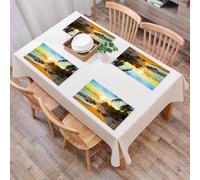 QRFASFZO Set di 6 Tovagliette Americana Plastica Lavabili, antiscivolo, lavabili, in PVC, resistenti al calore,Spiaggia, spiaggia tranquilla prima del tramonto, la luce dorata bacia la sabbia,45x30cm