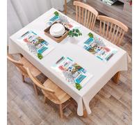 QRFASFZO Set di 6 Tovagliette Americana Plastica Lavabili, antiscivolo, lavabili, in PVC, resistenti al calore,Bellissimo edificio architettonico esterno in stile santorini e greco - Filtro l,45x30cm