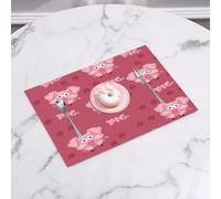 QRFASFZO Set di 6 Tovagliette Americana Plastica Lavabili, antiscivolo, lavabili, in PVC, resistenti al calore,Decorazione di maiale quadrato cartone animato maiale maiale saluti saluto 22,45x30cm
