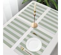 QRFASFZO Set di 6 Tovagliette Americana Plastica Lavabili, antiscivolo, lavabili, in PVC, resistenti al calore,Arte, una serie di strisce verticali alternate di grigio e verde, che trasmetton,45x30cm
