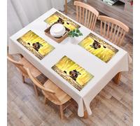QRFASFZO Set di 6 Tovagliette Americana Plastica Lavabili, antiscivolo, lavabili, in PVC, resistenti al calore,Animale, un curioso cucciolo nero, che si gode un momento di tranquillità nel bo,45x30cm