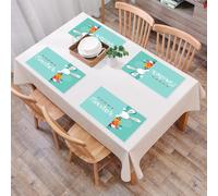QRFASFZO Set di 6 Tovagliette Americana Plastica Lavabili, antiscivolo, lavabili, in PVC, resistenti al calore,Biglietto di auguri colorato di Buona Pasqua con uova di coniglio e striscioni,45x30cm