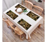 QRFASFZO Set di 6 Tovagliette Americana Plastica Lavabili, antiscivolo, lavabili, in PVC, resistenti al calore, Fantasia, fiaba nel tronco d'albero nella foresta con lanterne a tema storie po,45x30cm