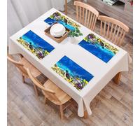 QRFASFZO Set di 6 Tovagliette Americana Plastica Lavabili, antiscivolo, lavabili, in PVC, resistenti al calore,Esposizione di biodiversità marina, pesci tropicali di vari colori che vivono ne,45x30cm