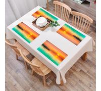 QRFASFZO Set di 6 Tovagliette Americana Plastica Lavabili, antiscivolo, lavabili, in PVC, resistenti al calore,Tramonto sulla spiaggia, spiaggia al tramonto, cielo luminoso e mare riflettente,45x30cm