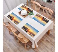 QRFASFZO Set di 6 Tovagliette Americana Plastica Lavabili, antiscivolo, lavabili, in PVC, resistenti al calore,Città, alba tranquilla a Midtown Manhattan, USA, NYC Waterfront America,45x30cm