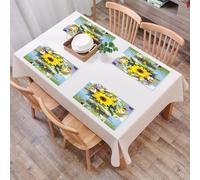QRFASFZO Set di 6 Tovagliette Americana Plastica Lavabili, antiscivolo, lavabili, in PVC, resistenti al calore,Un barattolo di vetro contiene varie sizioni floreali colorate e al centro è pos,45x30cm