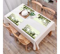 QRFASFZO Set di 6 Tovagliette Americana Plastica Lavabili, antiscivolo, lavabili, in PVC, resistenti al calore,Animali, una mandria di cervi tra gli alberi in una scena tranquilla. decorare,45x30cm