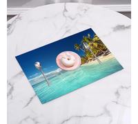 QRFASFZO Set di 6 Tovagliette Americana Plastica Lavabili, antiscivolo, lavabili, in PVC, resistenti al calore,Oceano, Paradiso Paesaggio Isola Tropicale Spiaggia AV,45x30cm