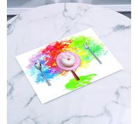 QRFASFZO Set di 6 Tovagliette Americana Plastica Lavabili, antiscivolo, lavabili, in PVC, resistenti al calore,Arcobaleno, Albero astratto multicolore, Stagioni dell'anno, Ispirazioni, Immagi,45x30cm