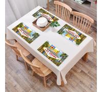 QRFASFZO Set di 6 Tovagliette Americana Plastica Lavabili, antiscivolo, lavabili, in PVC, resistenti al calore,Cartello di benvenuto storico di Las Vegas con palme.,45x30cm