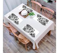 QRFASFZO Set di 6 Tovagliette Americana Plastica Lavabili, antiscivolo, lavabili, in PVC, resistenti al calore,Decorazioni da caccia, cani da caccia nella foresta, disegno monocromatico, razz,45x30cm