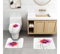 QRFASFZO Set Tappeti Bagno 3 Pezzi in Microfibra, Tappeti Assorbente Antiscivolo,Acquerello, bellissimo fiore bicolore in fiore, natura, primavera, rinascita della vita, decora,Tappetini Doccia