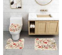 QRFASFZO Set Tappeti Bagno 3 Pezzi in Microfibra, Tappeti Assorbente Antiscivolo,Acquerello dipinto vintage floreale vacanza romantico motivo floreale,Tappetini Doccia