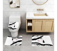 QRFASFZO Set Tappeti Bagno 3 Pezzi in Microfibra, Tappeti Assorbente Antiscivolo,Adolescente, volto di donna astratto barocco e cappello decorato, design vecchio stile, dicembr,Tappetini Doccia
