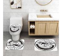 QRFASFZO Set Tappeti Bagno 3 Pezzi in Microfibra, Tappeti Assorbente Antiscivolo,Aereo d'epoca, timbro in stile grunge con la parola aviazione e,Tappetini Doccia