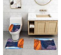 QRFASFZO Set Tappeti Bagno 3 Pezzi in Microfibra, Tappeti Assorbente Antiscivolo,Alba nel Grand Canyon, la luce del sole mattutino illumina le maestose scogliere, sotto il fium,Tappetini Doccia