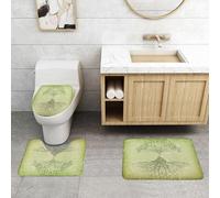 QRFASFZO Set Tappeti Bagno 3 Pezzi in Microfibra, Tappeti Assorbente Antiscivolo,Albero della vita, le radici nel terreno riflettono la misteriosa saggezza della vita, la cresc,Tappetini Doccia